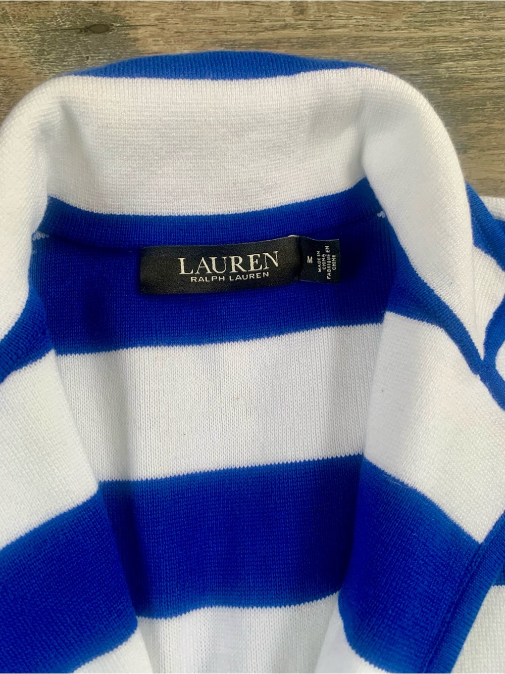 Lauren Black Label Blue & White Striped Blazer Knit - Picture 3 of 6